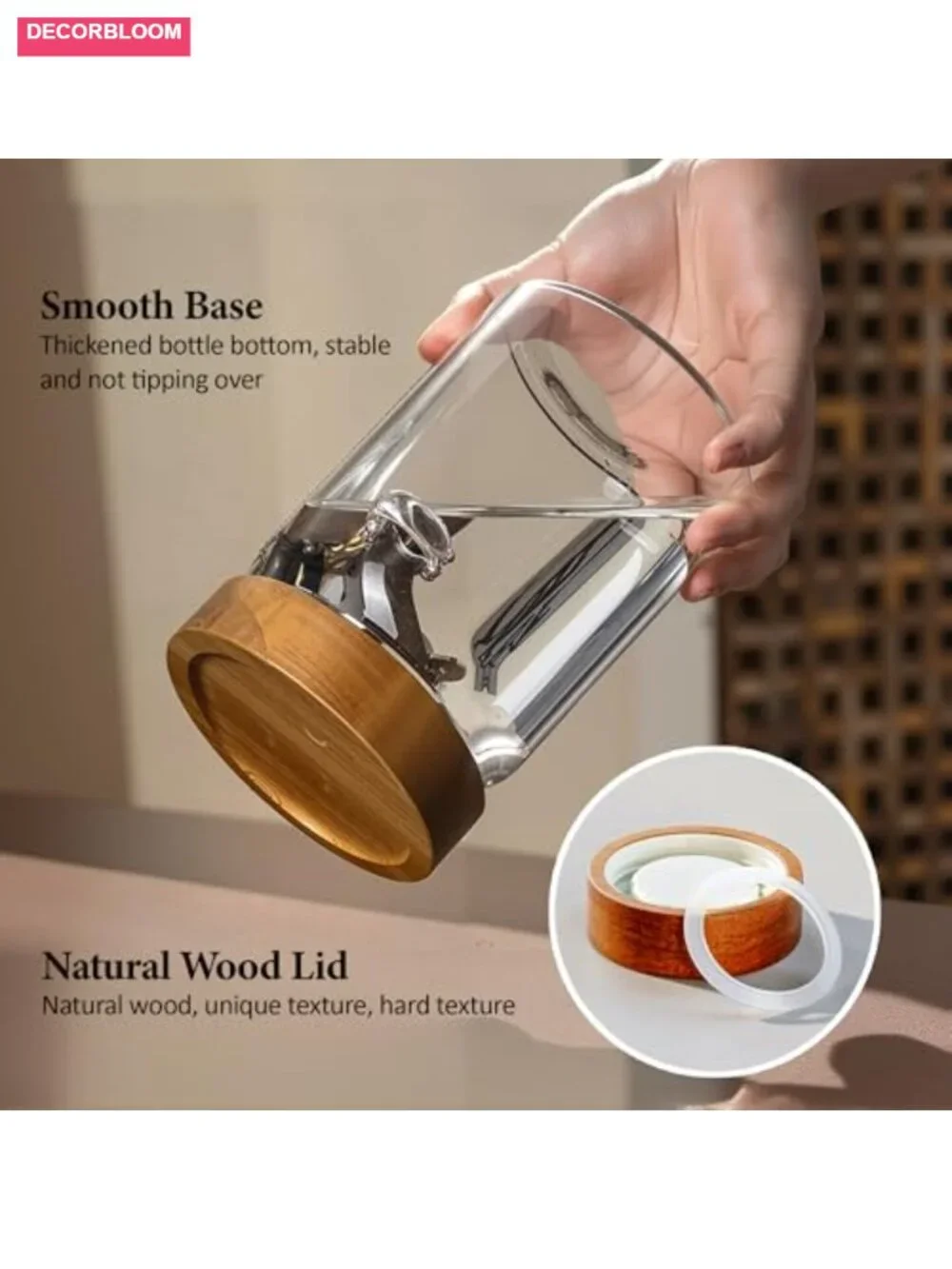Glass Storage Canisters with Airtight Wooden Lid - 4 Pack